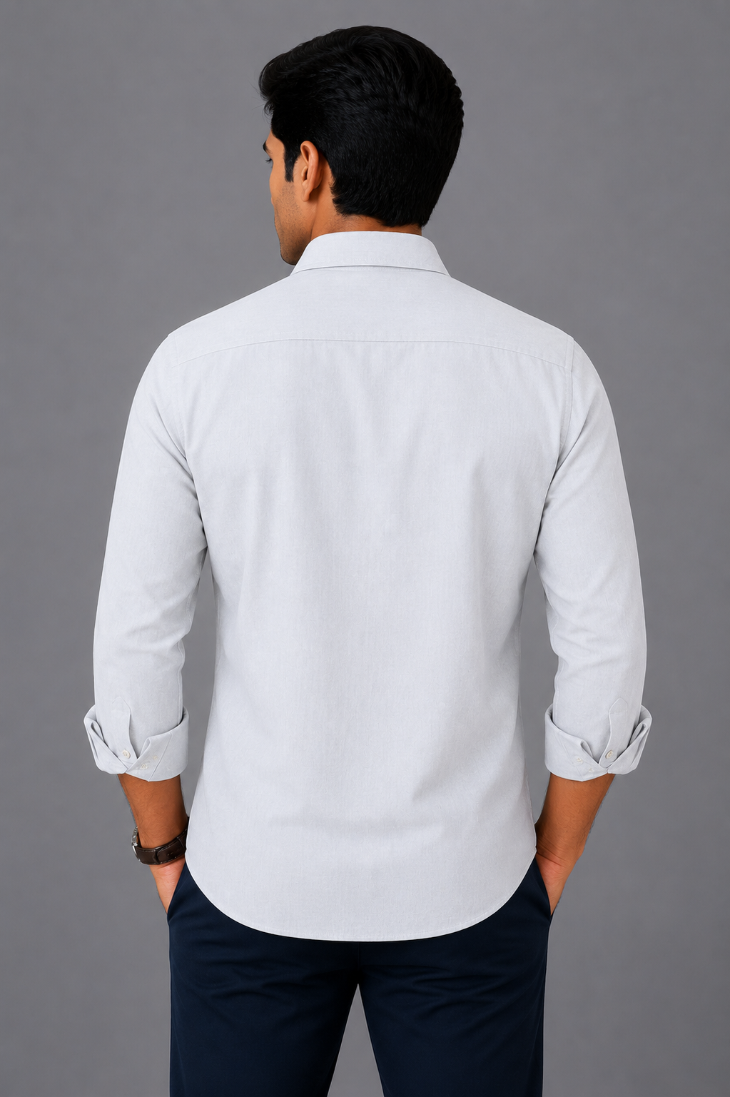 Teen Colours Men's Ash Plain Gija Cotton Casual Shirt Full Sleeve Regular Fit