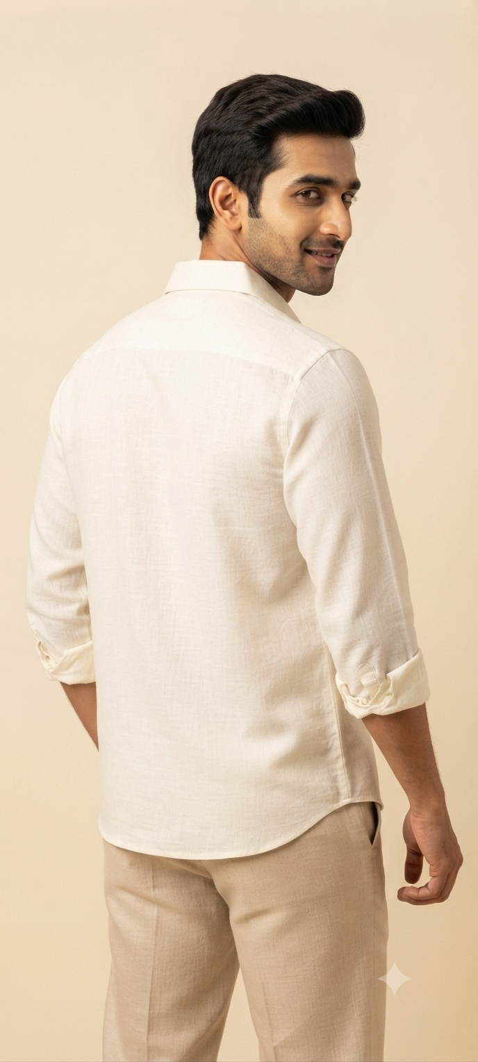Teen Colours Men's Ash Plain Gija Cotton Casual Shirt Full Sleeve Regular Fit
