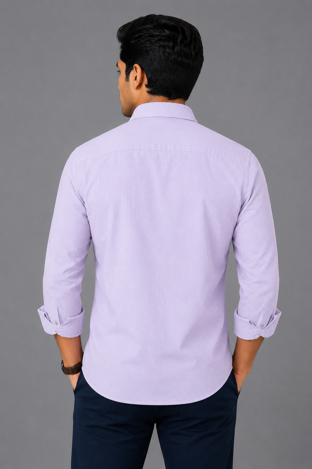 Teen Colours Men's Light Purple Plain Gija Cotton Casual Shirt Full Sleeve Regular Fit