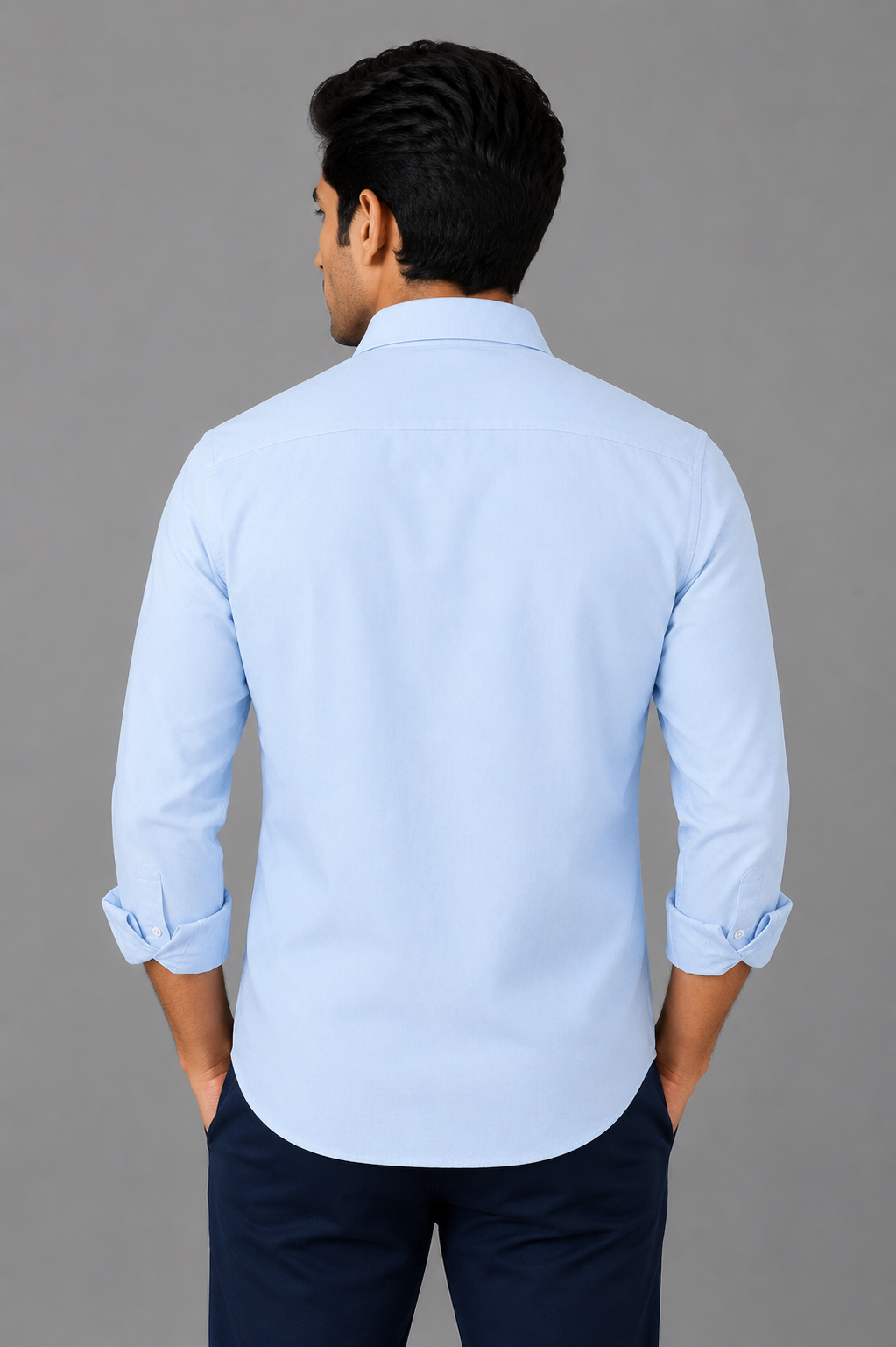 Teen Colours Men's Blue Plain Gija Cotton Casual Shirt Full Sleeve