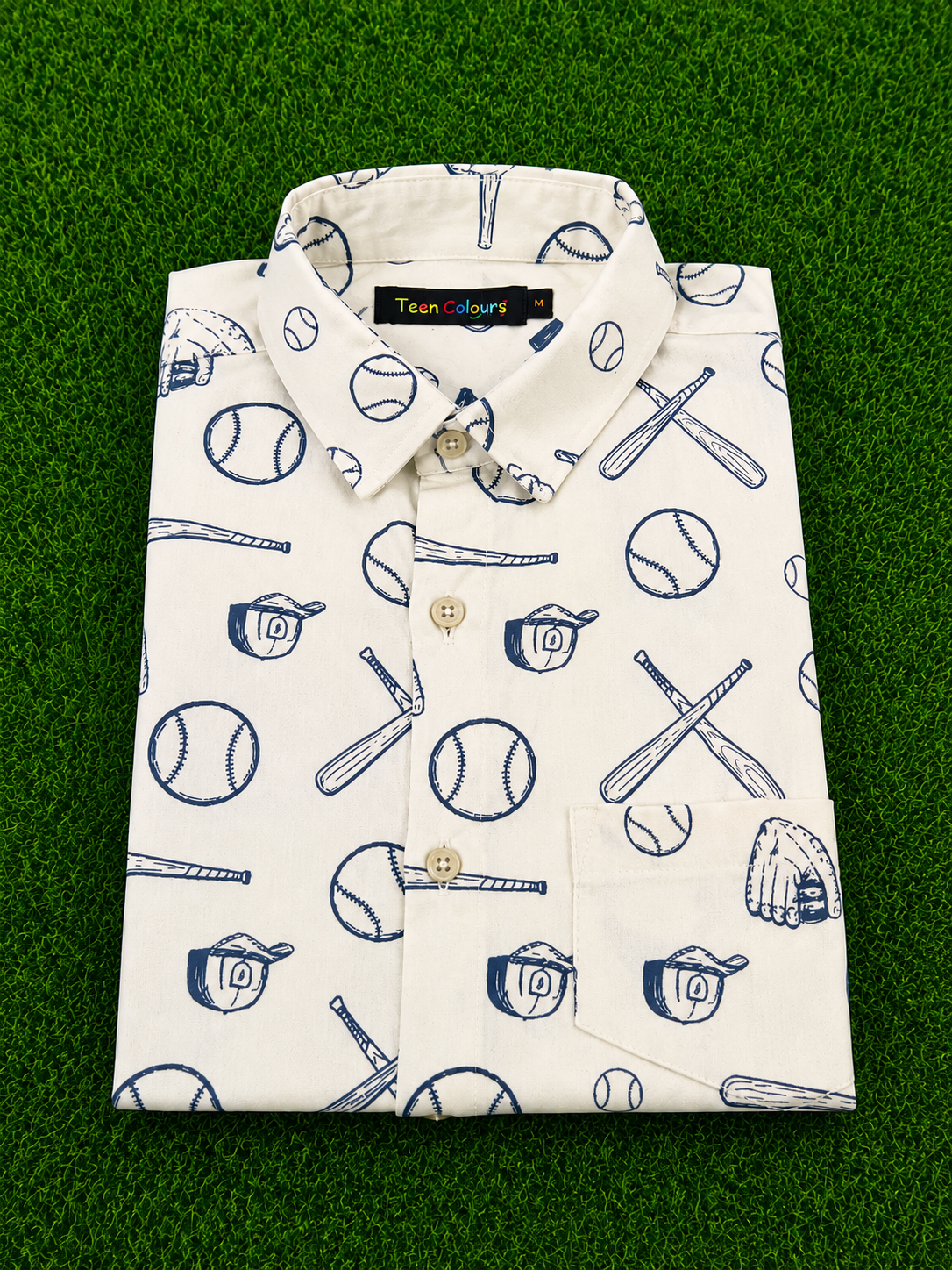 Teen Colours Men's Baseball Themed Graphic Printed Cotton Casual Shirt Full Sleeve Regular Fit
