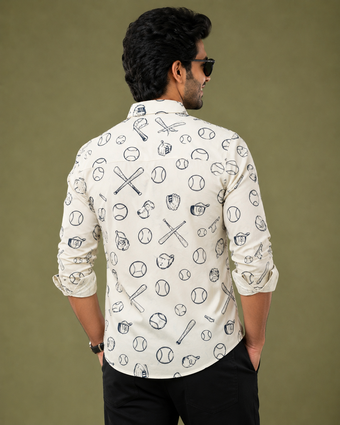 Teen Colours Men's Baseball Themed Graphic Printed Cotton Casual Shirt Full Sleeve Regular Fit