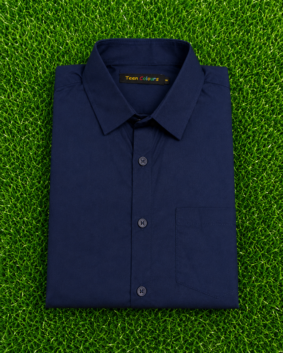 Teen Colours Men's Navy Blue Plain Gija Cotton Casual Shirt Full Sleeve Regular Fit