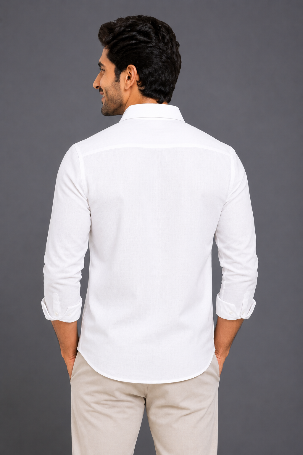 Teen Colours Men's White Plain Gija Cotton Casual Shirt Full Sleeve Regular Fit
