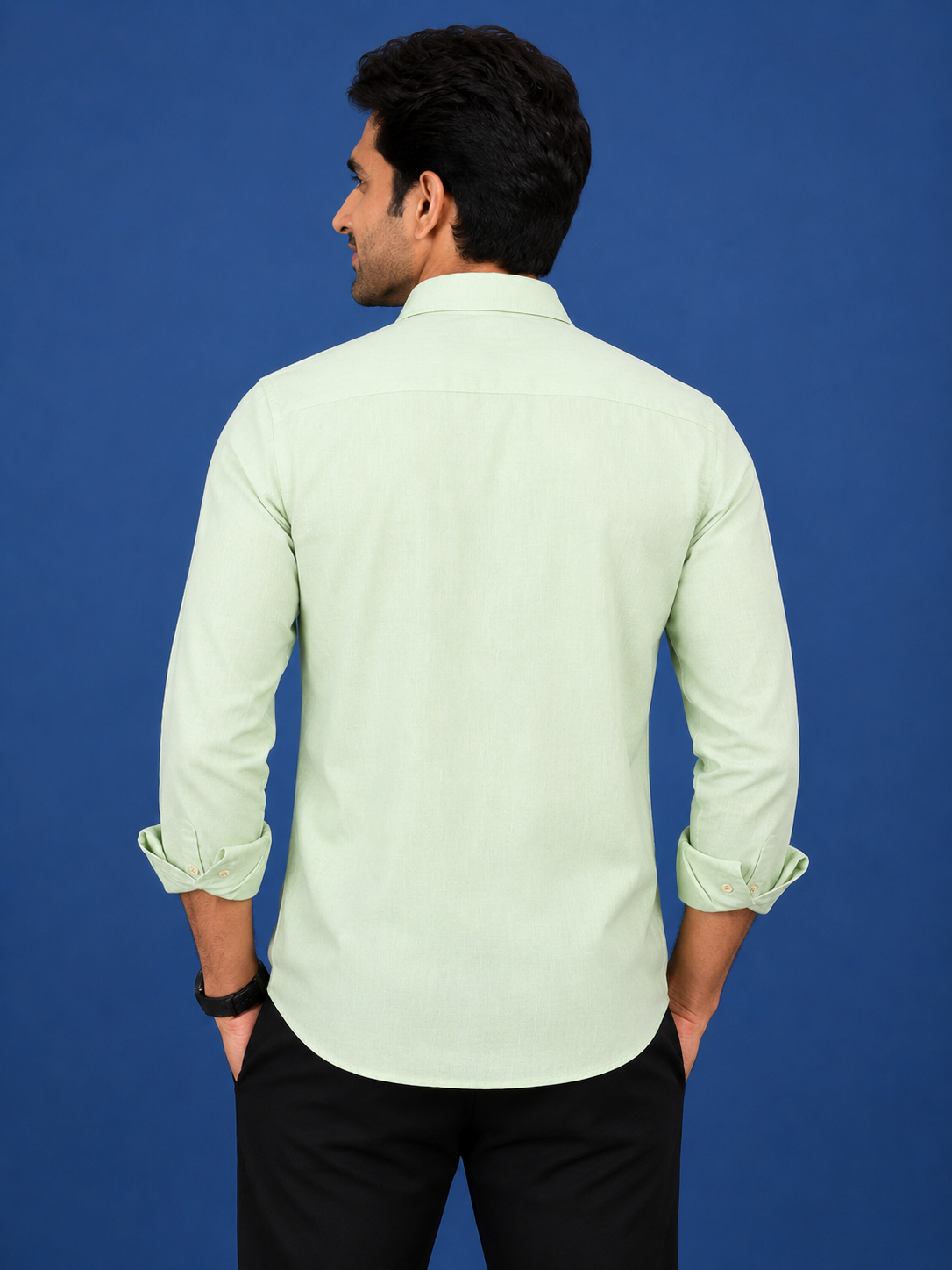 Teen Colours Men's Pole Green Printed Gija Cotton Casual Shirt Full Sleeve Regular Fit