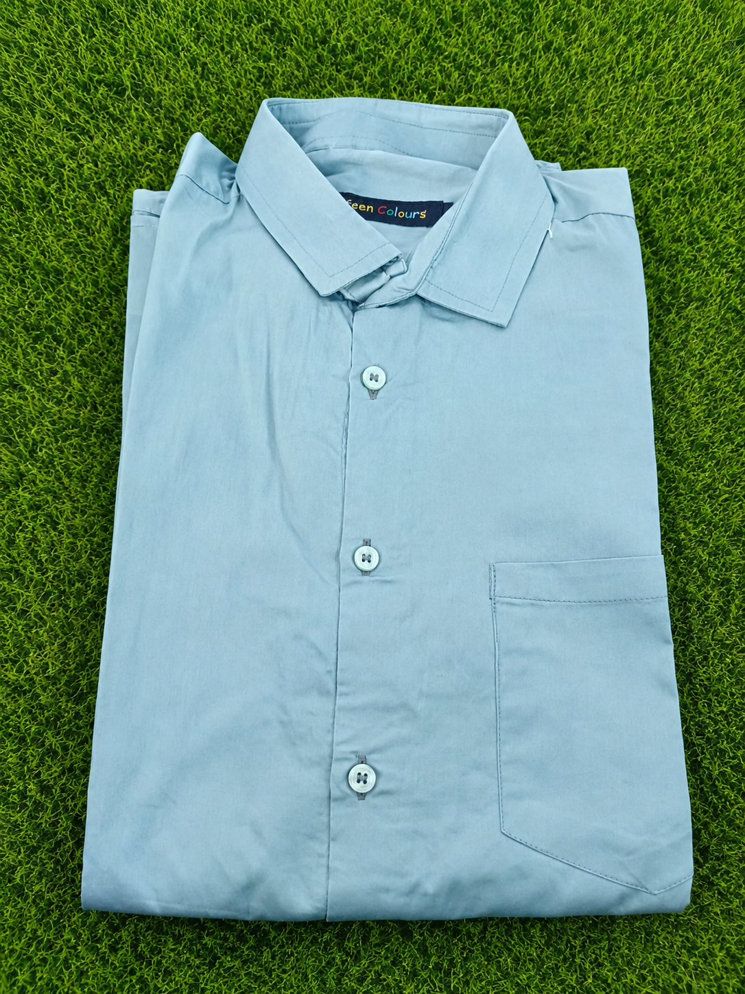 Teen Colours Men's Light Green Shade Plain Gija Cotton Casual Shirt Full Sleeve Regular Fit