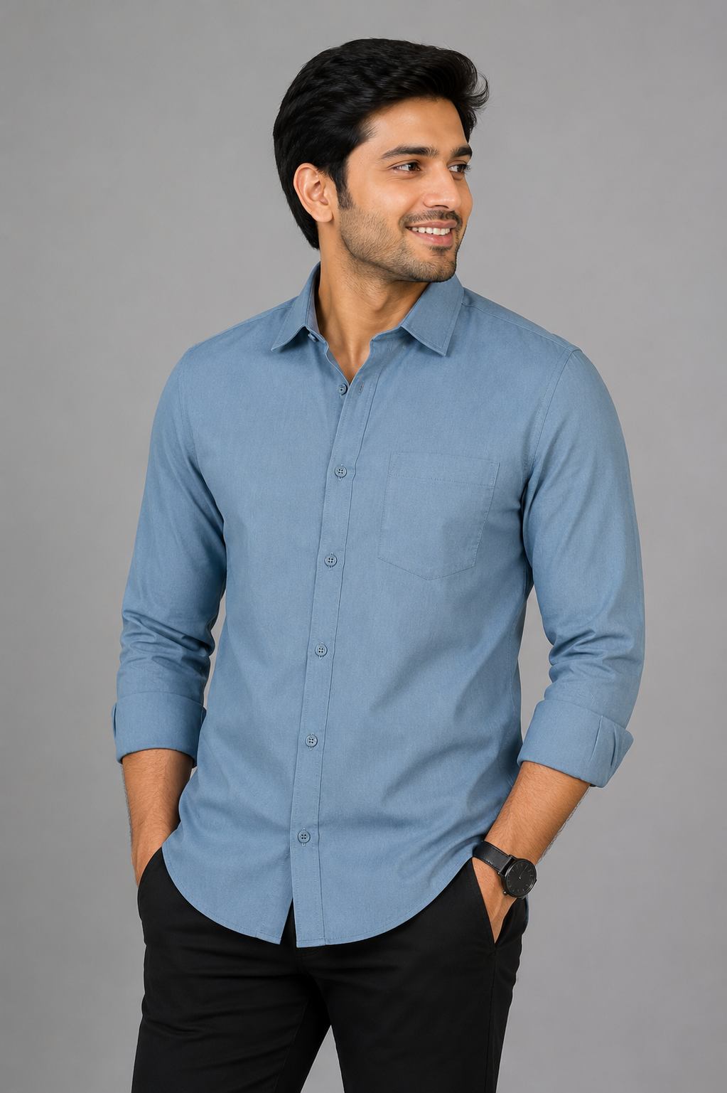 Teen Colours Men's plain Solid Green Gija Cotton Casual Shirt Full Sleeve Regular Fit