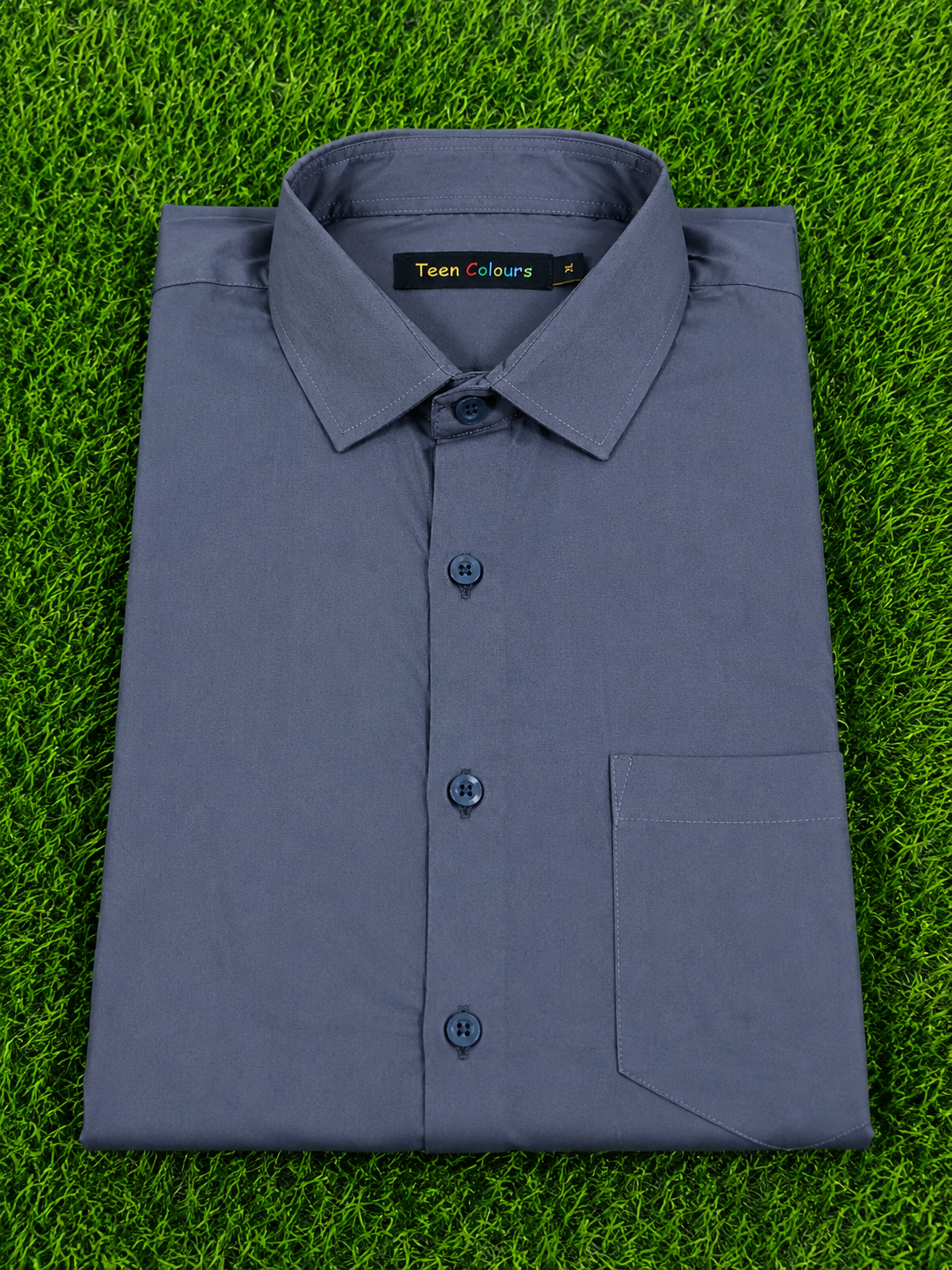 Teen Colours Men's Dark Grey Plain Gija Cotton Casual Shirt Full Sleeve Regular Fit