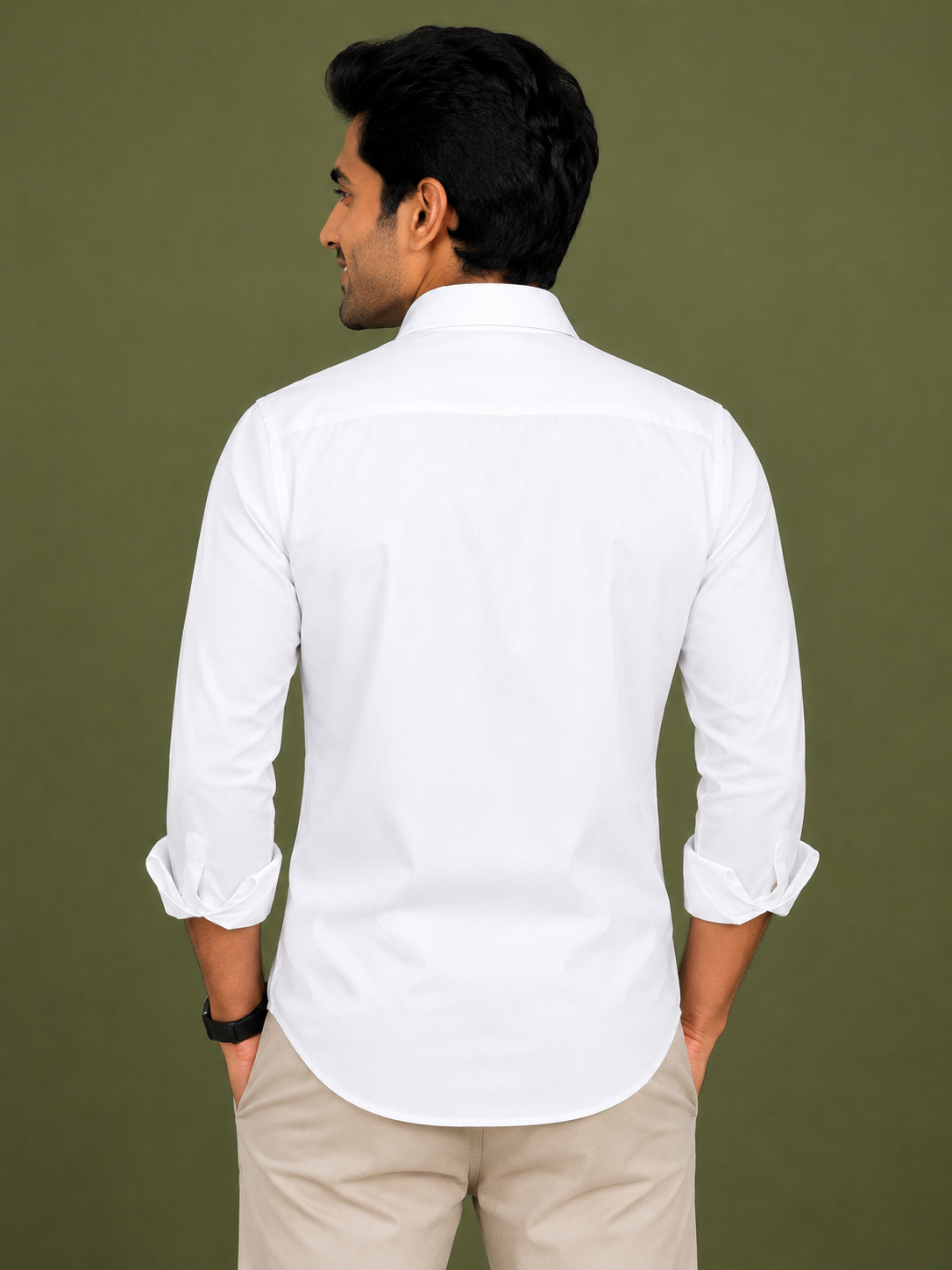 Teen Colours Men's White Textured Wave Pattern Gija Cotton Casual Shirt Full Sleeve Regular Fit
