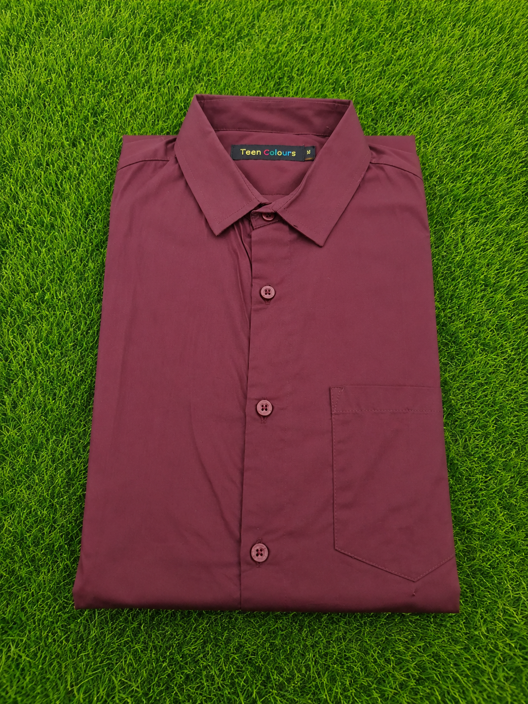 Teen Colours Men's Maroon Solid Gija Cotton Casual plain Shirt Full Sleeve Regular Fit