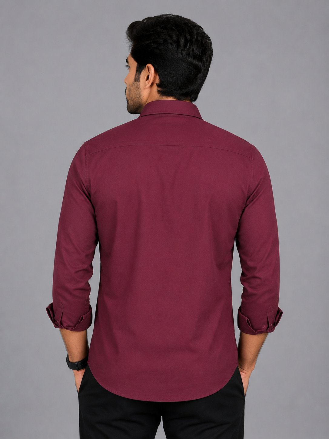Teen Colours Men's Maroon Solid Gija Cotton Casual plain Shirt Full Sleeve Regular Fit