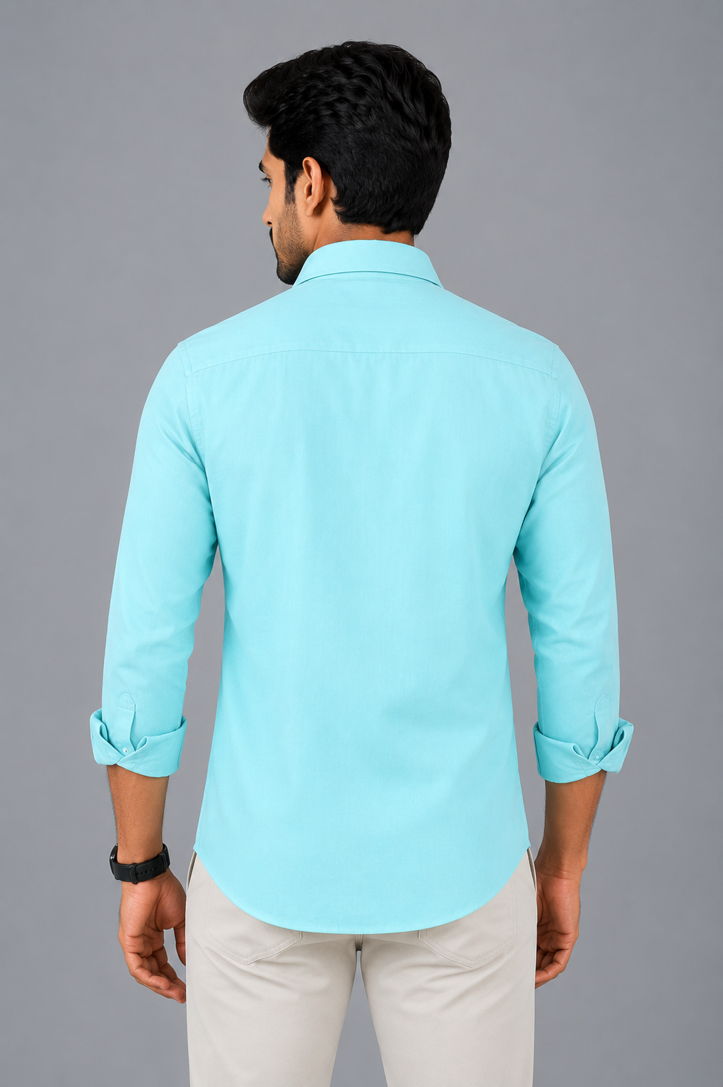 Teen Colours Men's Light Green Plain Gija Cotton Casual Shirt Full Sleeve