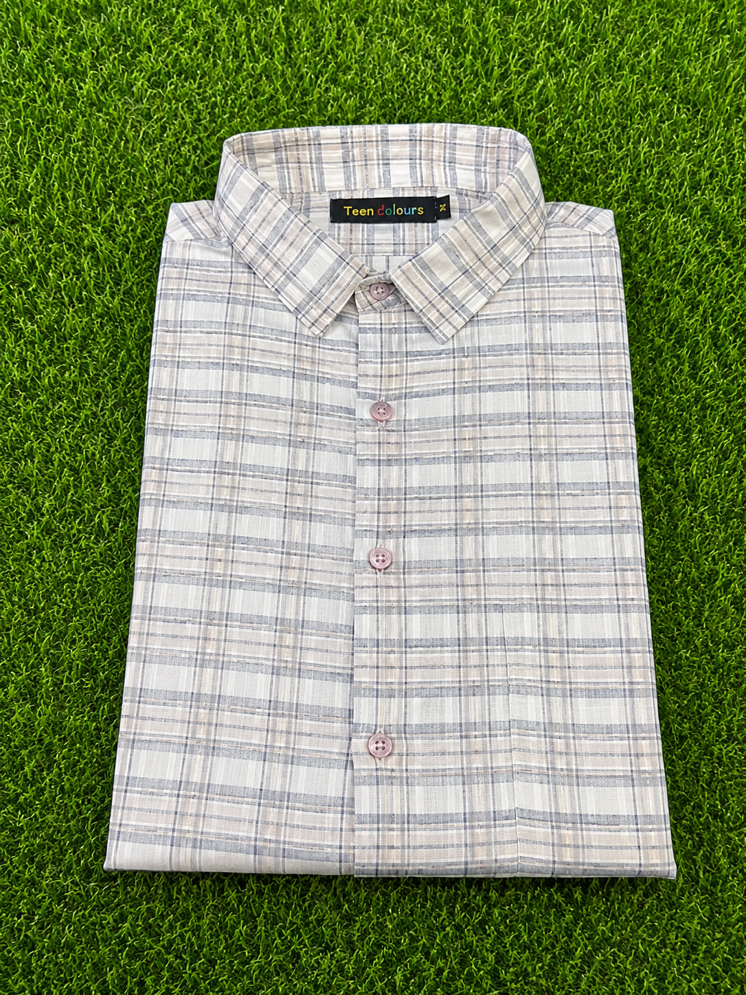 Teen Colours Men's Green Checked Gija Cotton Casual Shirt Full Sleeve Regular Fit