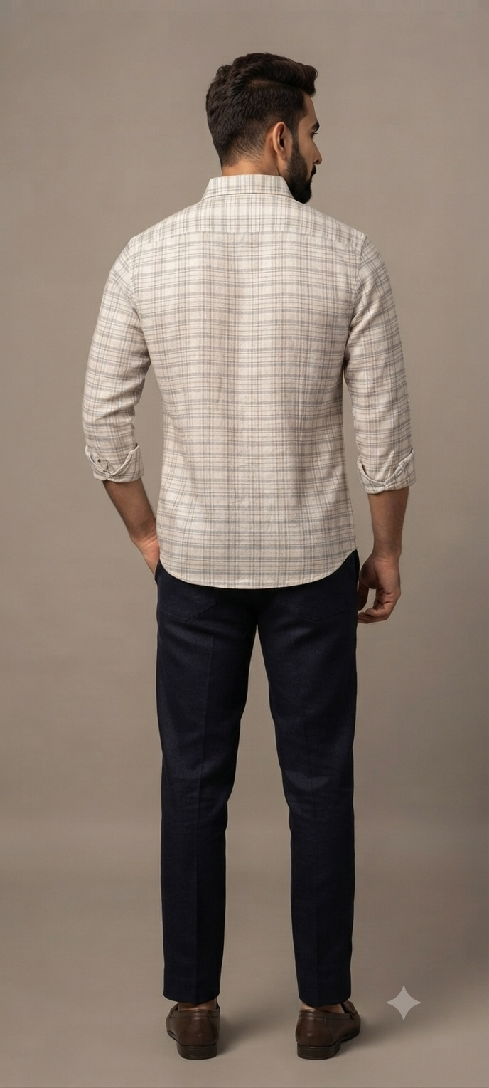 Teen Colours Men's Grey White and Dark Grey Striped Cotton Casual Shirt Full Sleeve Regular Fit