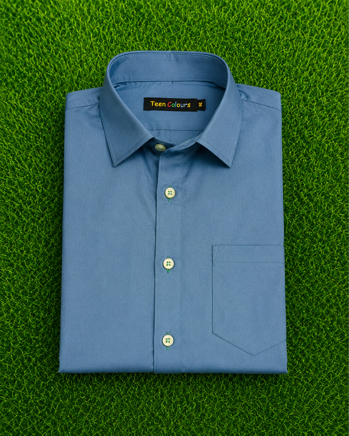 Teen Colours Mens Blue Plain Gija Cotton Casual Shirt Full Sleeve Regular Fit