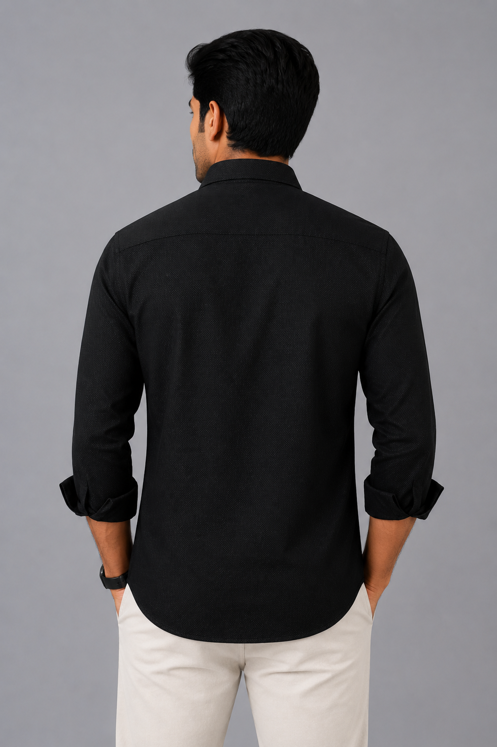 Teen Colours Men's Black Plain Giza Cotton Casual Shirt Full Sleeve Regular Fit