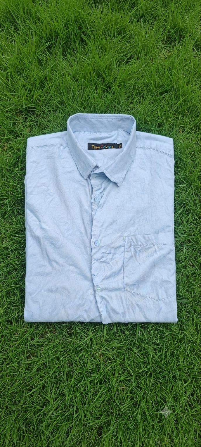 Teen Colours Mens Sky Blue Plain Gija Cotton Casual Shirt Full Sleeve Regular Fit