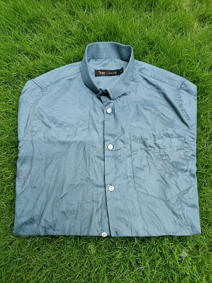 Teen Colours Men's Teal Blue Plain Gija Cotton Casual Shirt Full Sleeve Regular Fit