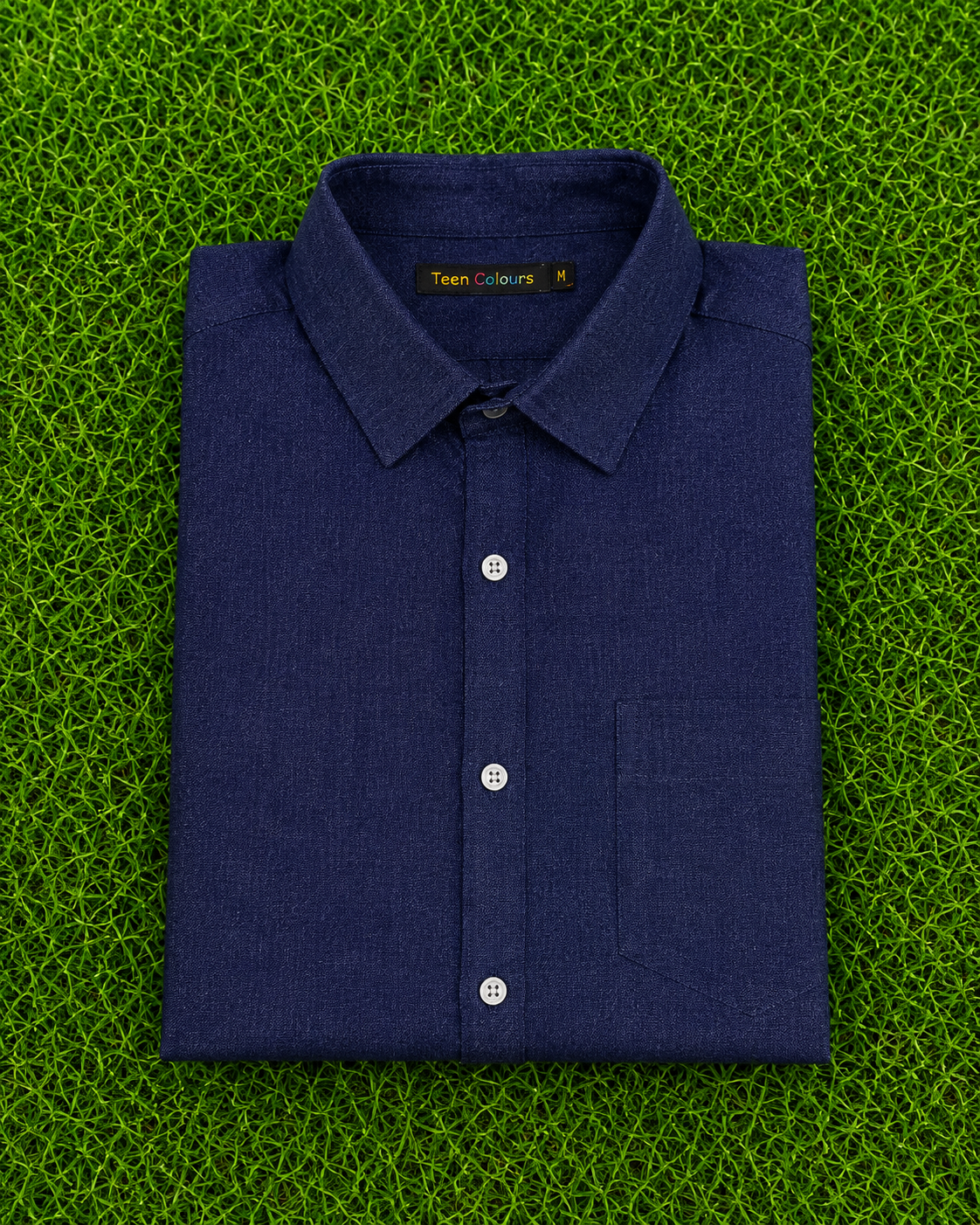 Teen Colours Men's Navy Blue Plain Linen Casual Shirt Full Sleeve Regular Fit