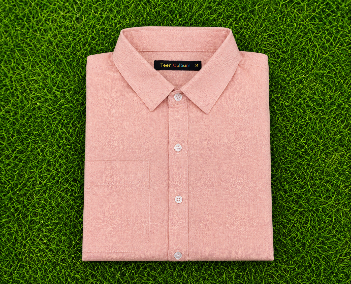 Teen Colours Men's Peach Plain Linen Casual Shirt Full Sleeve Regular Fit