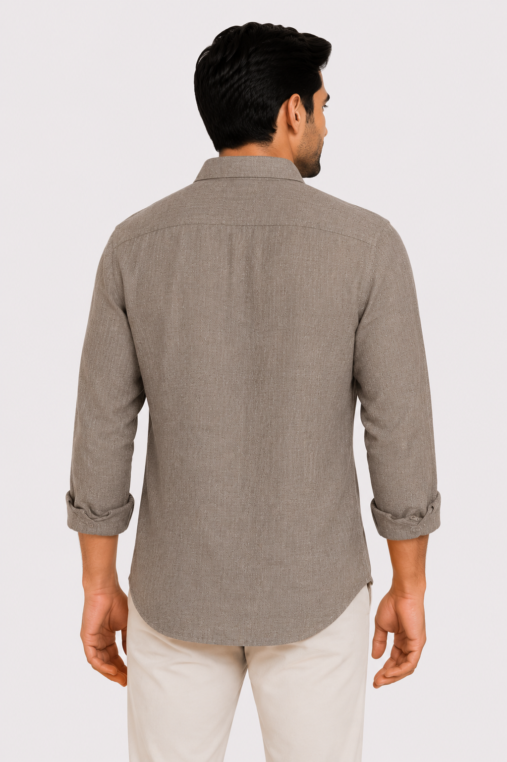 Teen Colours Mens Brown Plain Linen Casual Shirt Full Sleeve Regular Fit