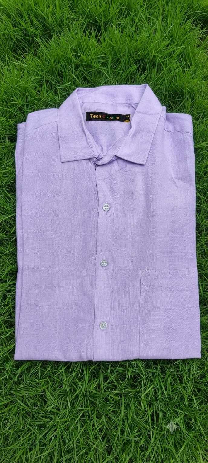 Teen Colours Men's Light Blue Plain Linen Casual Shirt Full Sleeve Regular Fit