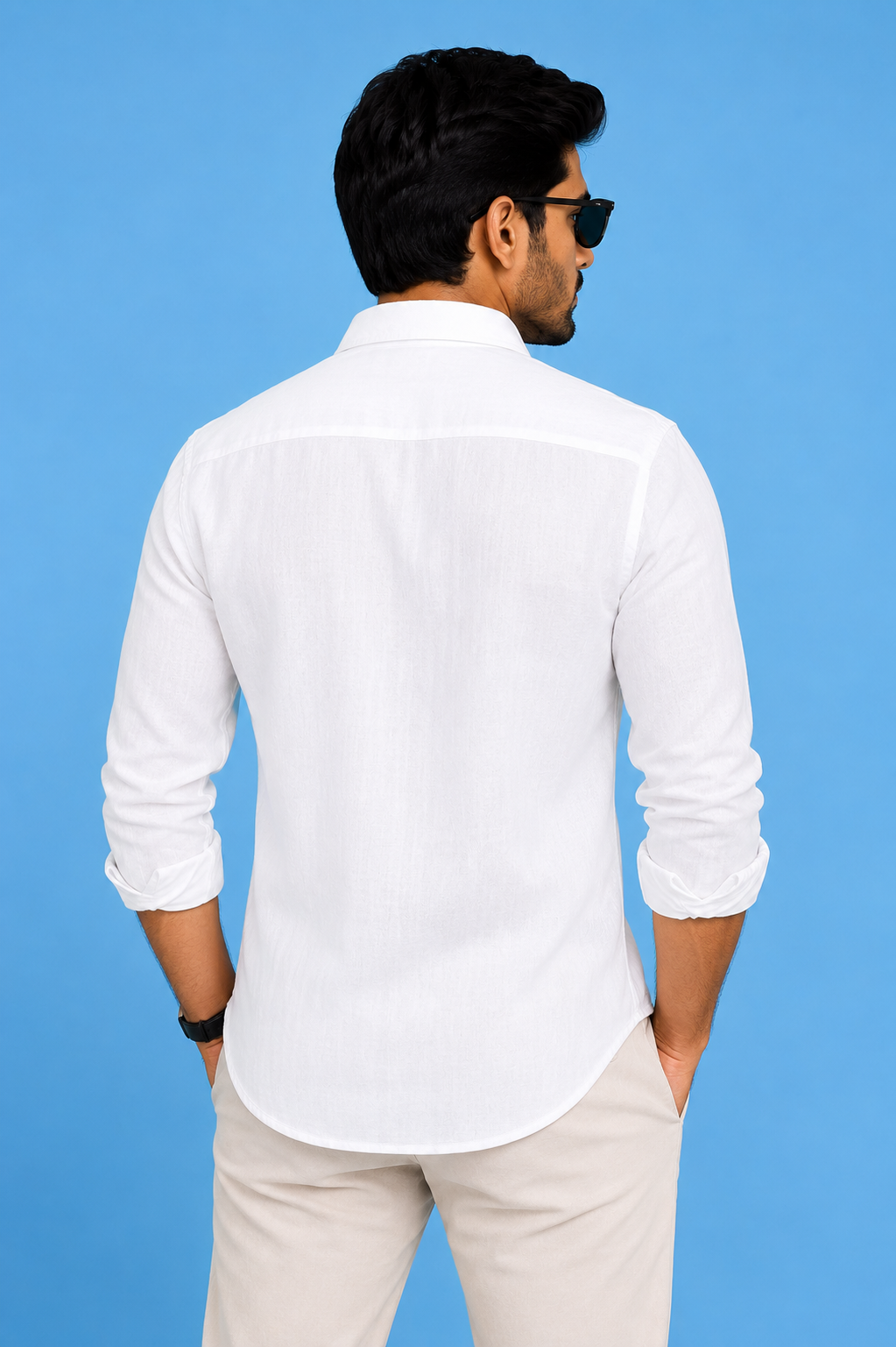 Teen Colours Men's White Plain Linen Casual Shirt Full Sleeve Regular Fit