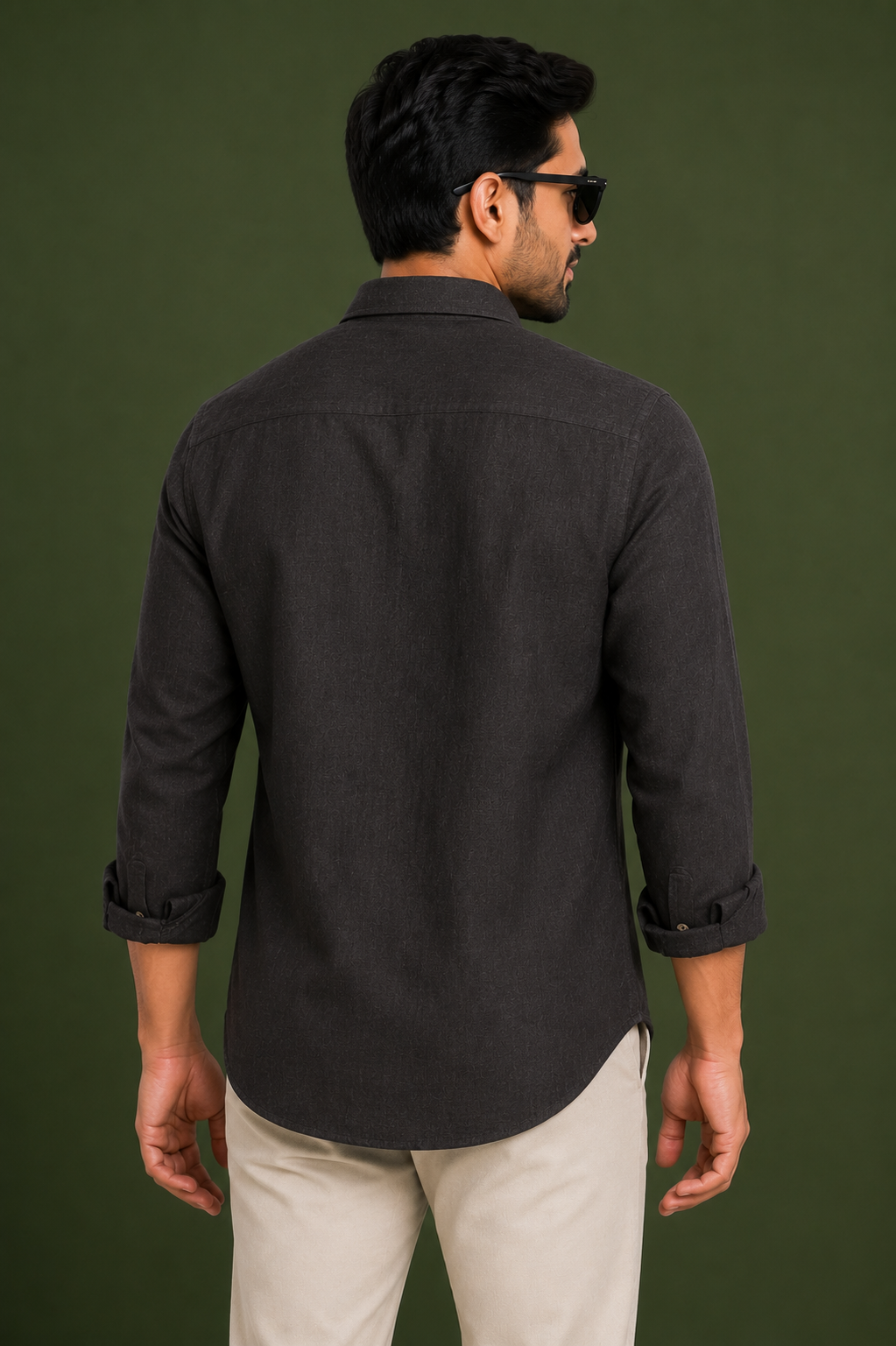 Teen Colours Men's Dark Brown Plain Linen Casual Shirt Full Sleeve Regular Fit