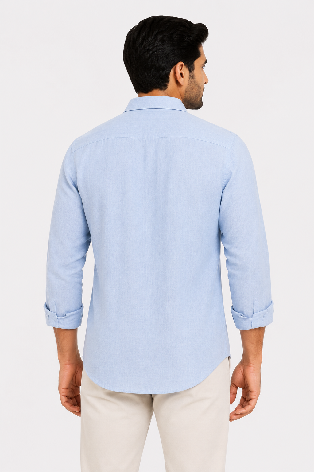 Teen Colours Men's Light Blue Plain Linen Casual Shirt Full Sleeve Regular Fit