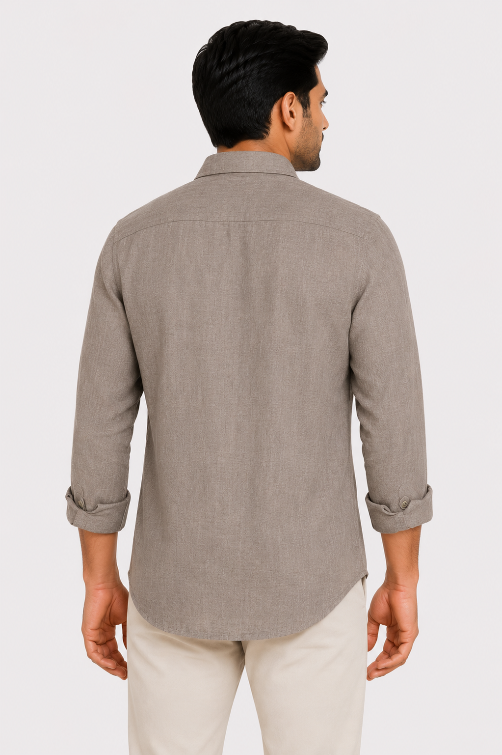 Teen Colours Mens Brown Plain Linen Casual Shirt Full Sleeve Regular Fit