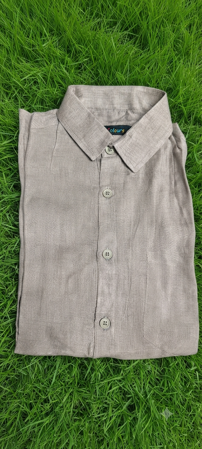 Teen Colours Mens Brown Plain Linen Casual Shirt Full Sleeve Regular Fit