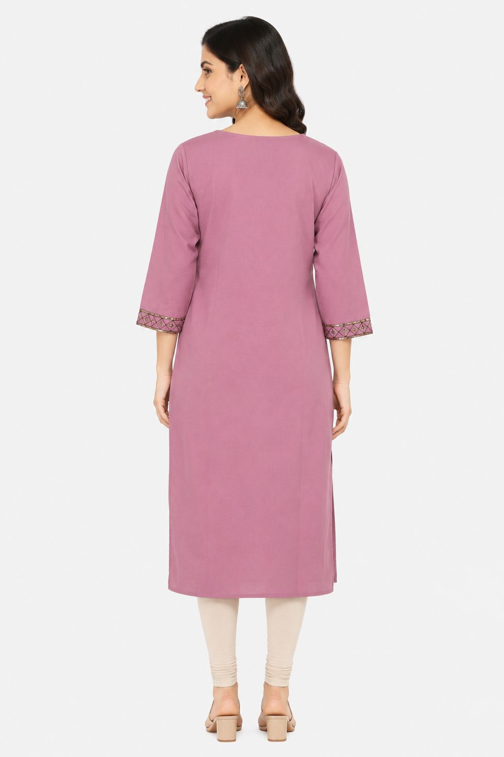 Women's Embroidered Party Wear Purple Kurti Top with Matching Lining