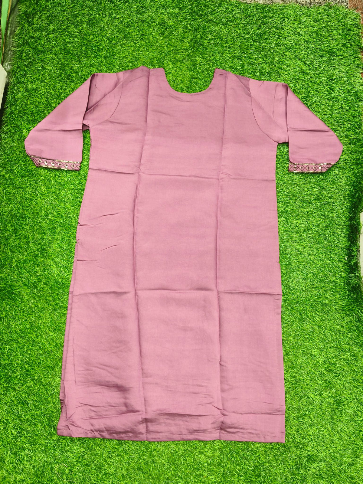 Women's Embroidered Party Wear Purple Kurti Top with Matching Lining