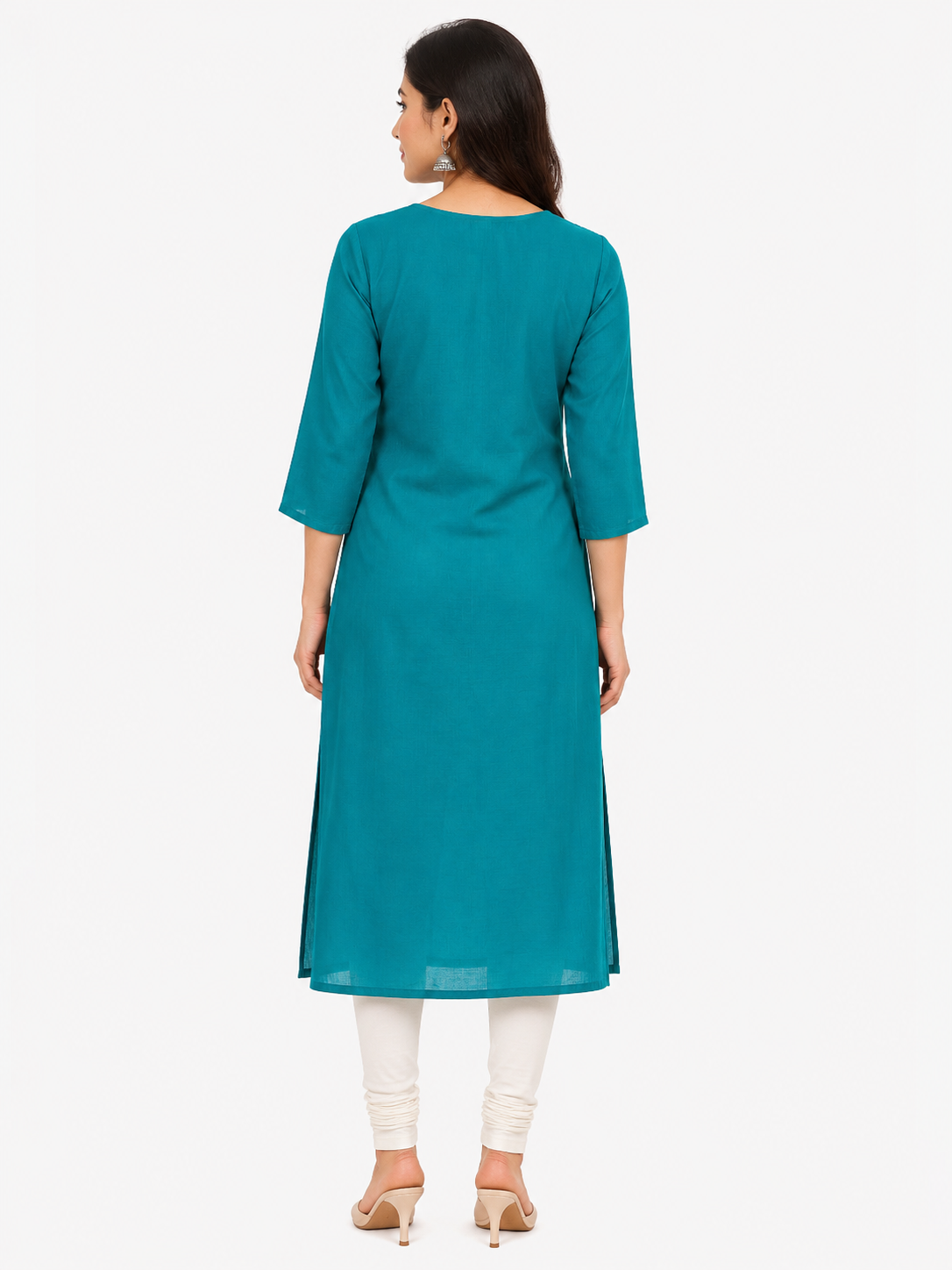 Women's Raama Green Embroidered Party Wear Kurti Top