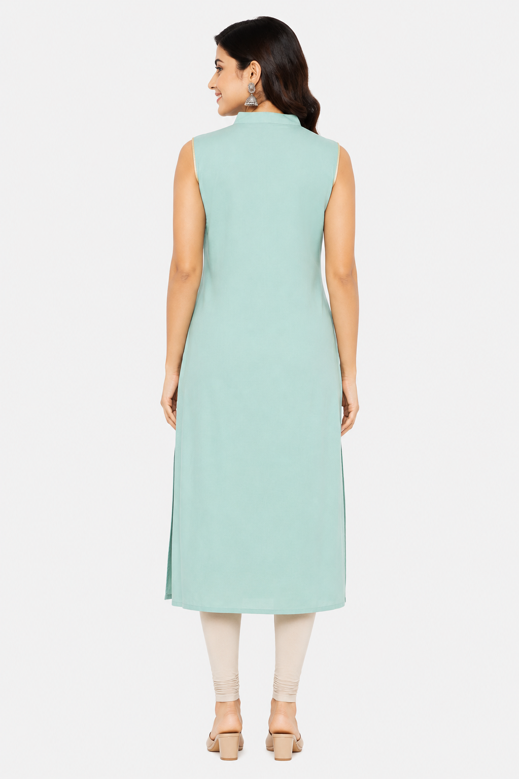 Women's Sea Green Embroidered Party Wear Kurti Top with Matching Lining