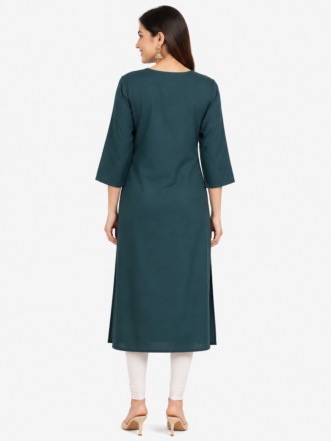 Women's Green Embroidered Ethnic Kurti Top