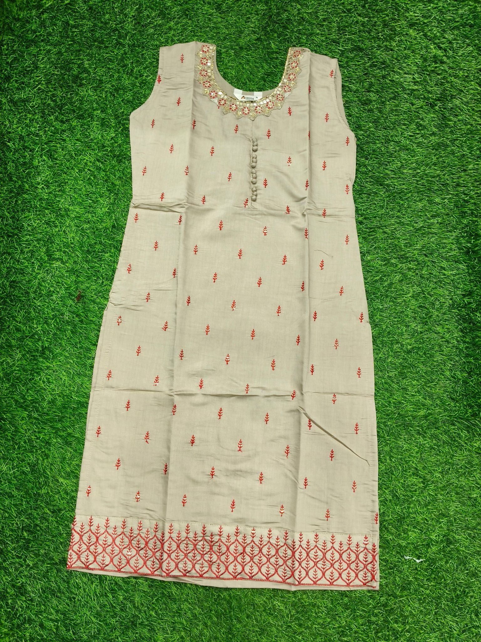 Women's  party wear Dusty pink  kurthi with All over  floral print sequin embroidery work