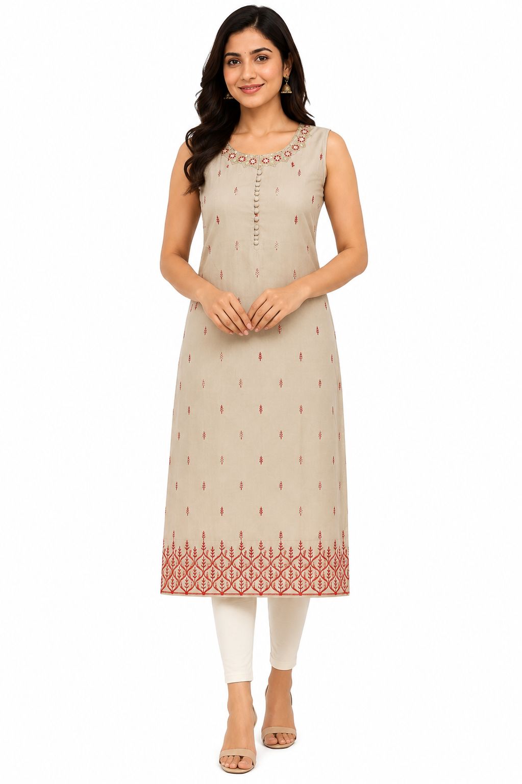 Women's  party wear Dusty pink  kurthi with All over  floral print sequin embroidery work