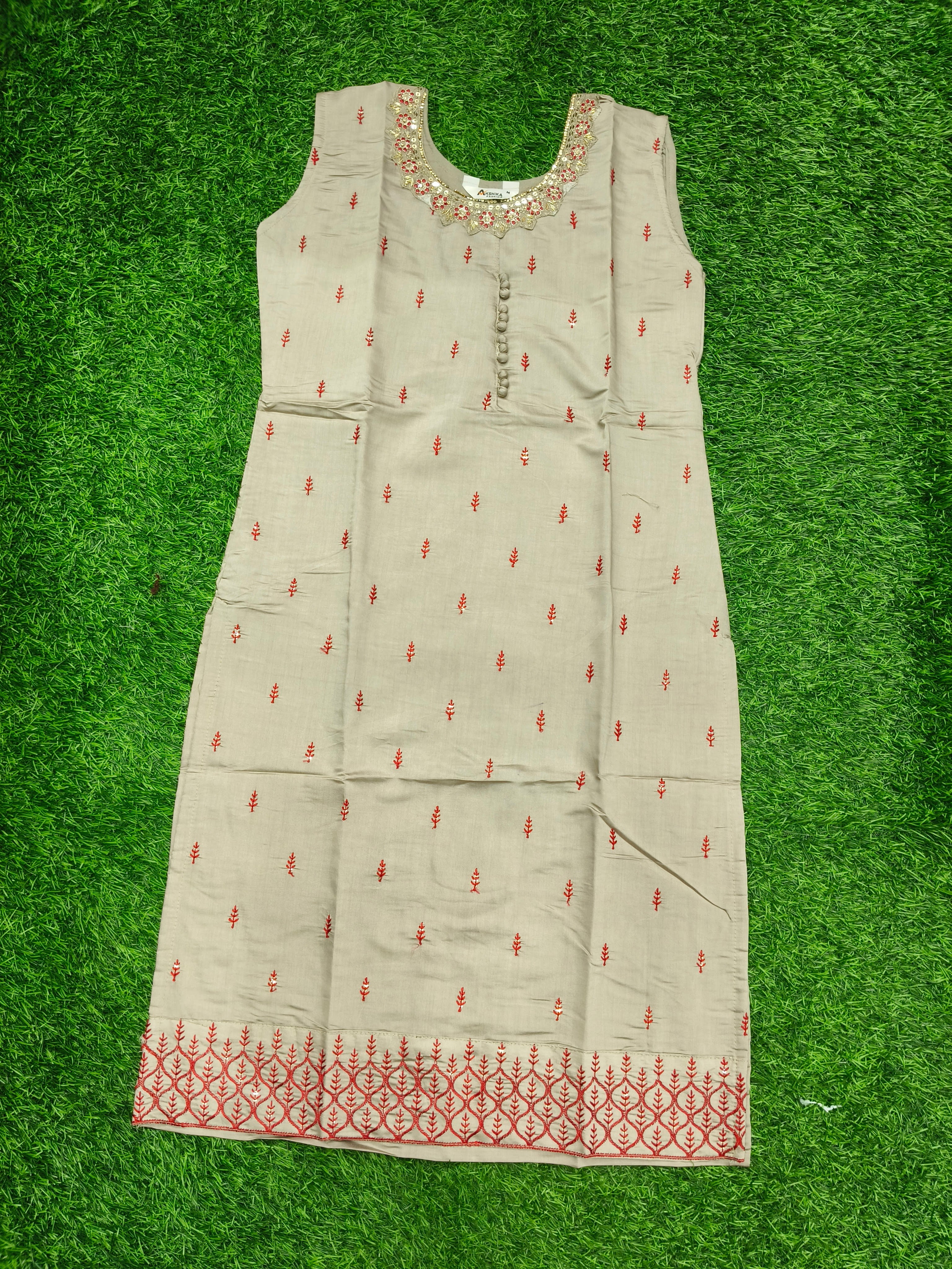 Women's Grey Embroidered Kurti Top for Party Wear