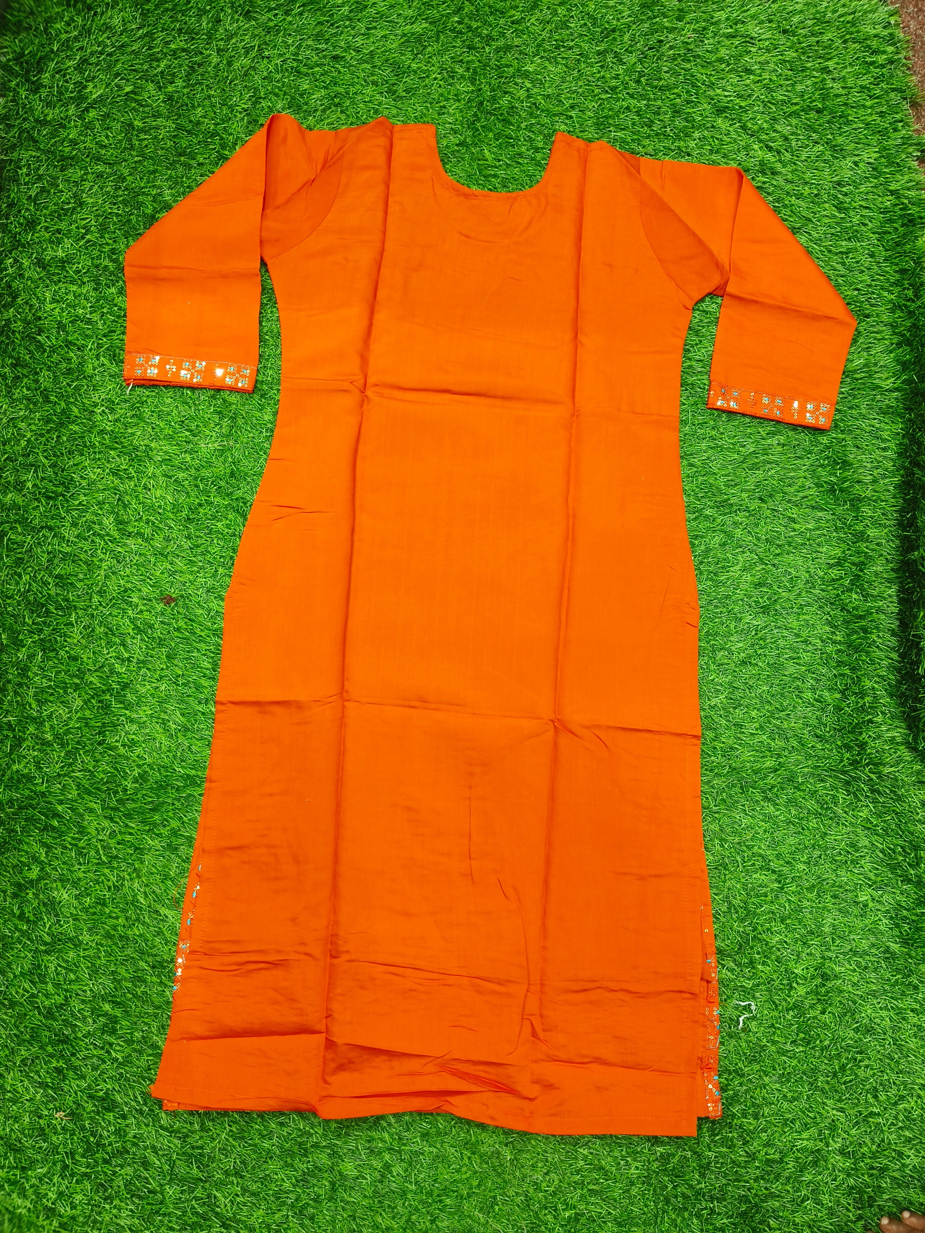 Women's Elegant Orange Embroidered Party Wear Kurti Top