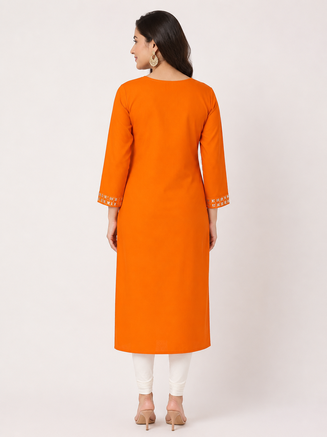 Women's Elegant Orange Embroidered Party Wear Kurti Top