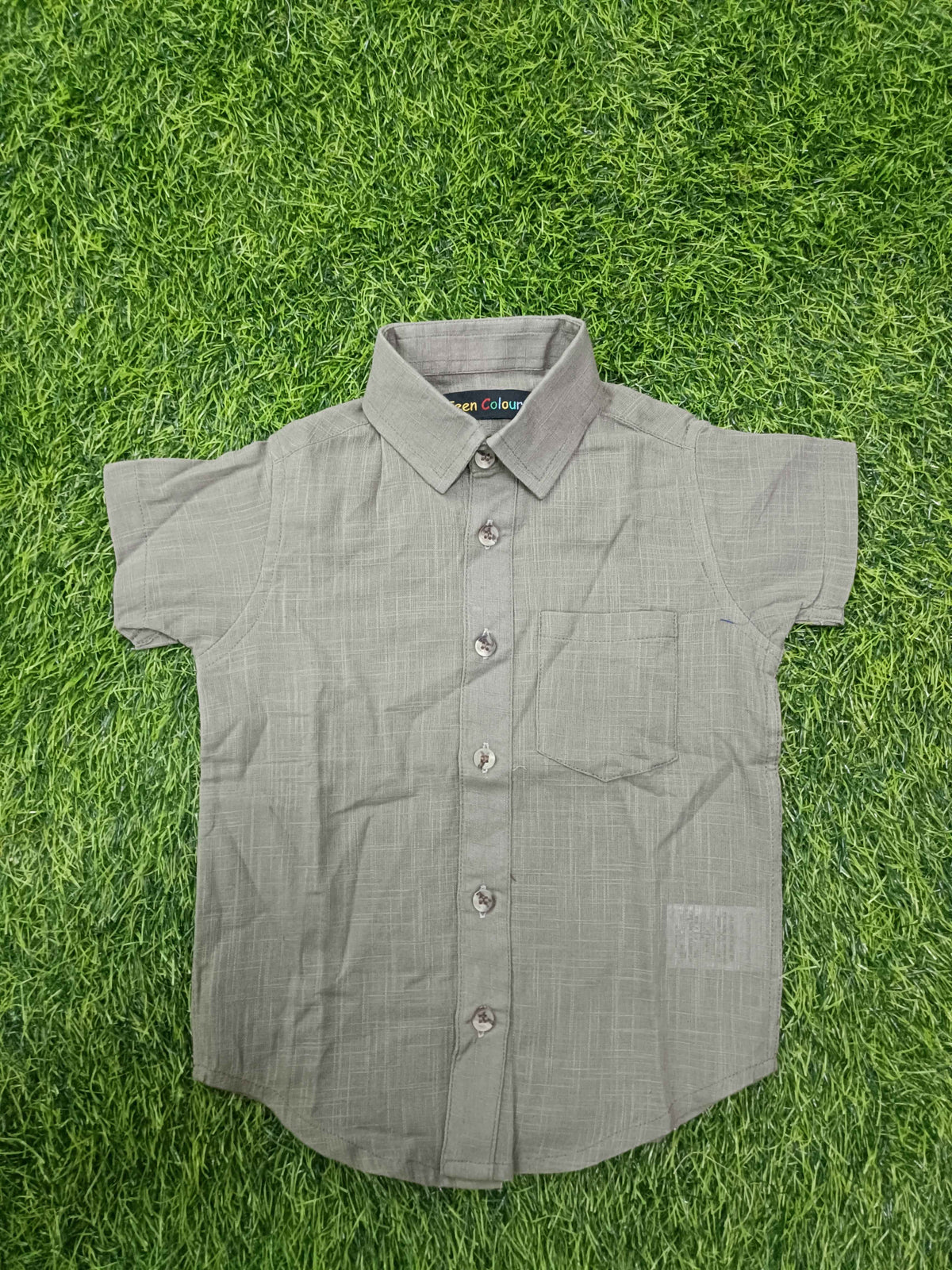 Boys Grey Short-Sleeve Cotton Shirt