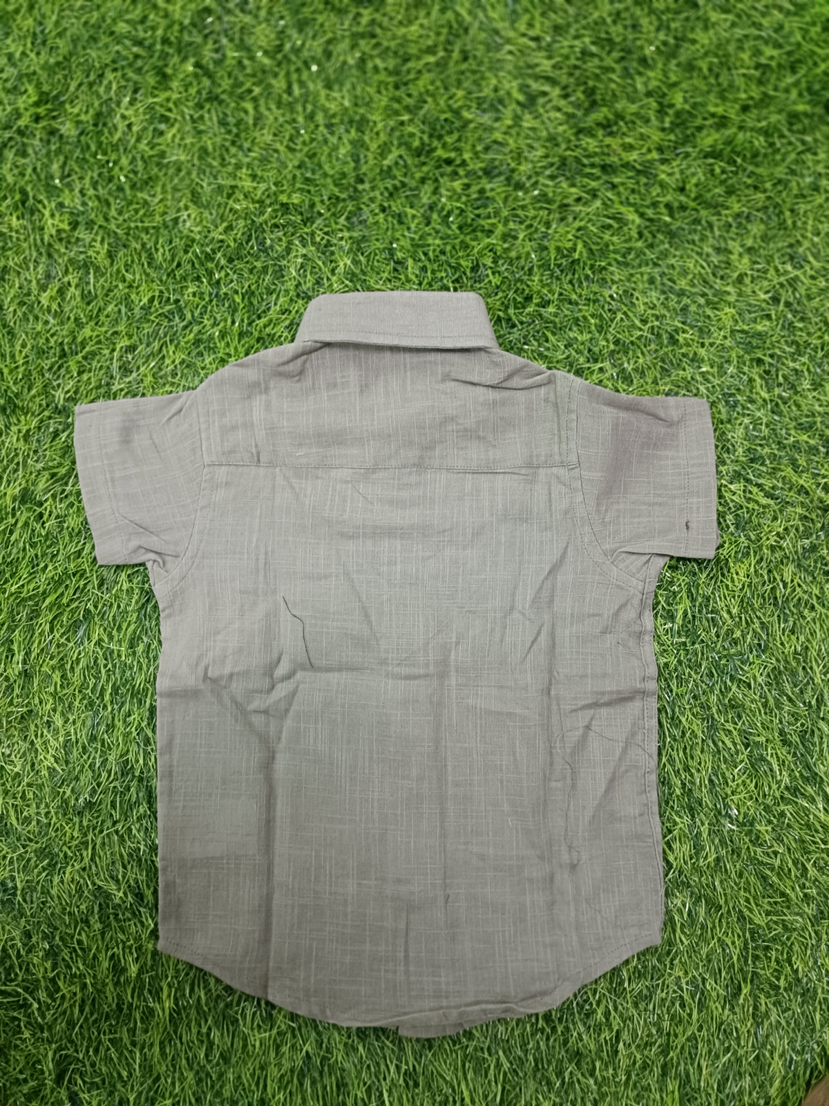 Boys Grey Short-Sleeve Cotton Shirt