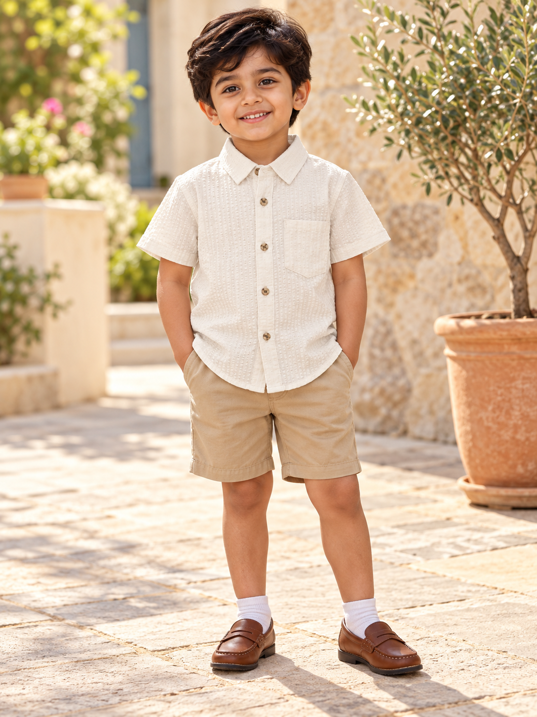 Boys Raspberry Pink Solid Cotton Shirt
