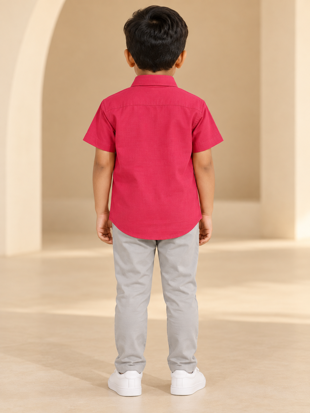 Boys Raspberry Pink Solid Cotton Shirt