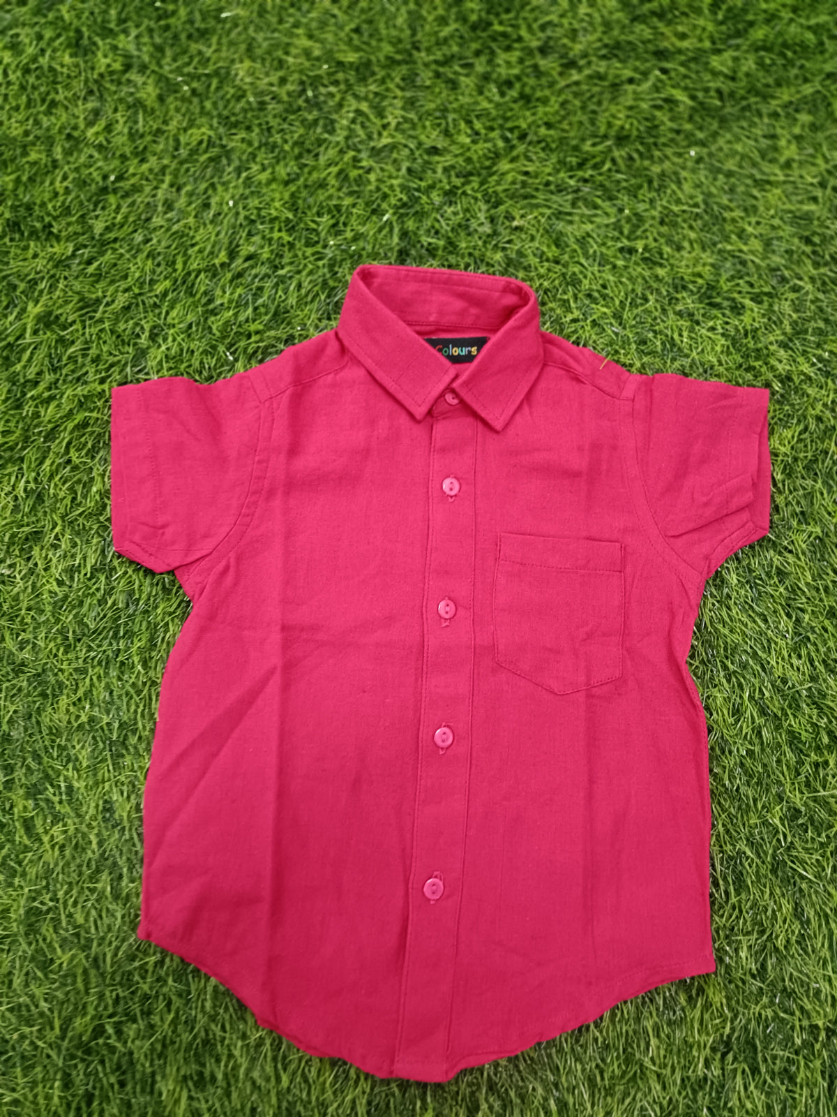Boys Raspberry Pink Solid Cotton Shirt