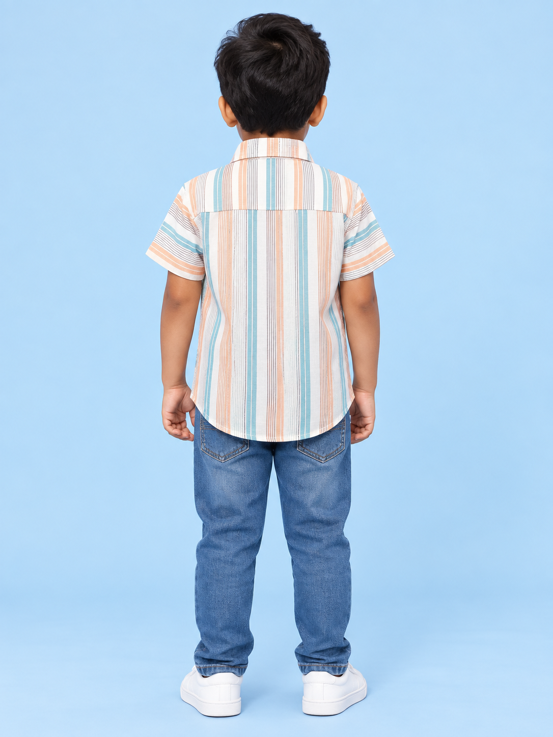 Boys Multicolour Striped Short Sleeve Shirt