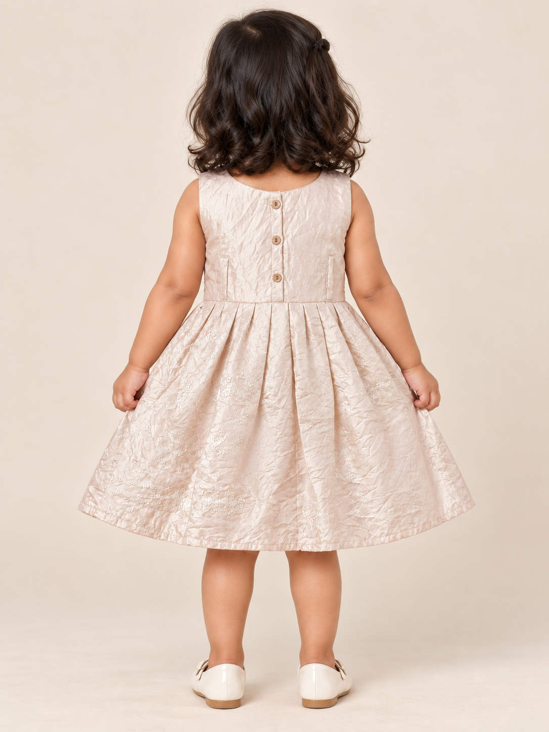 Girls’ Champagne Sleeveless Party Frock