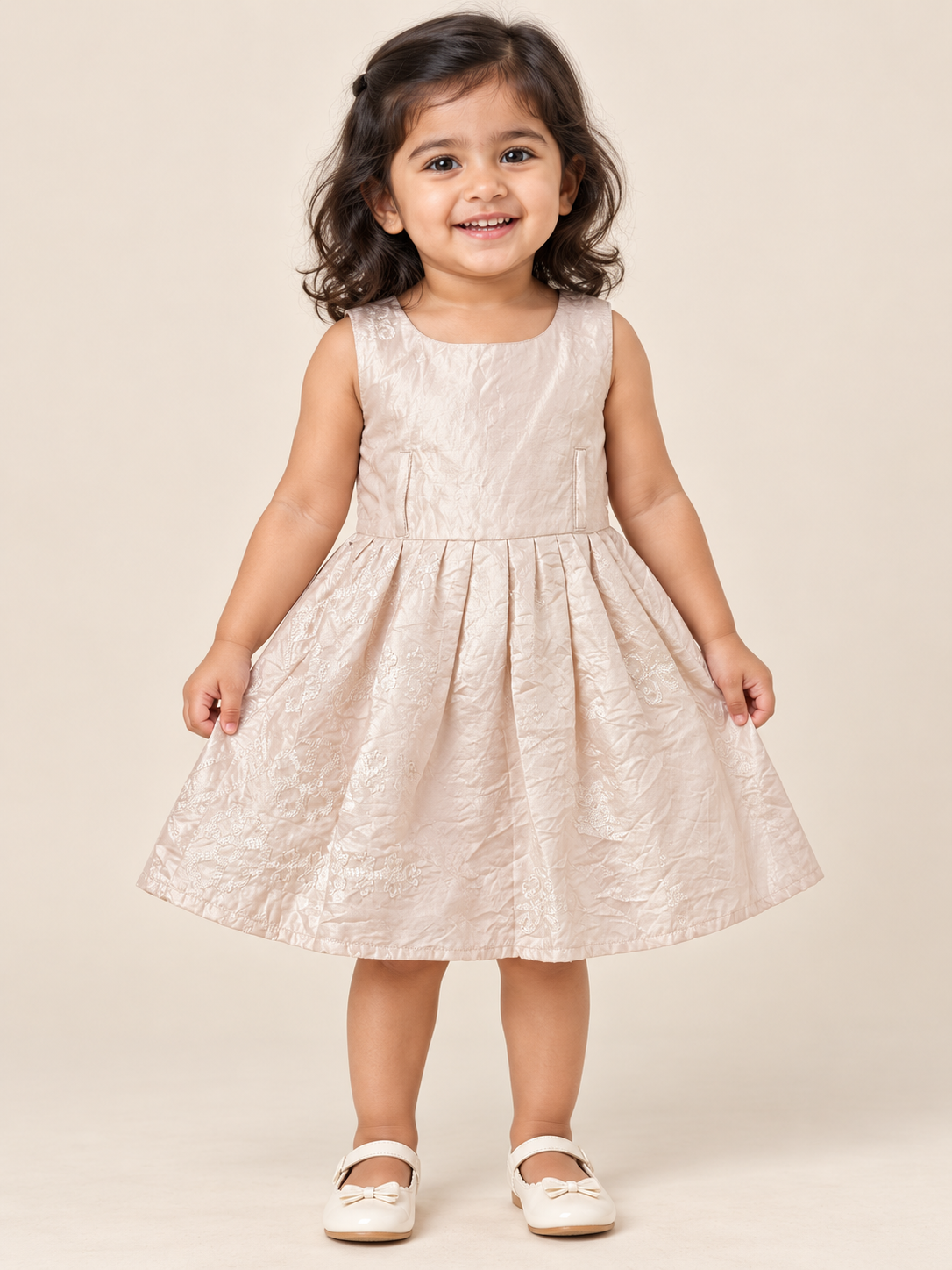 Girls’ Champagne Sleeveless Party Frock