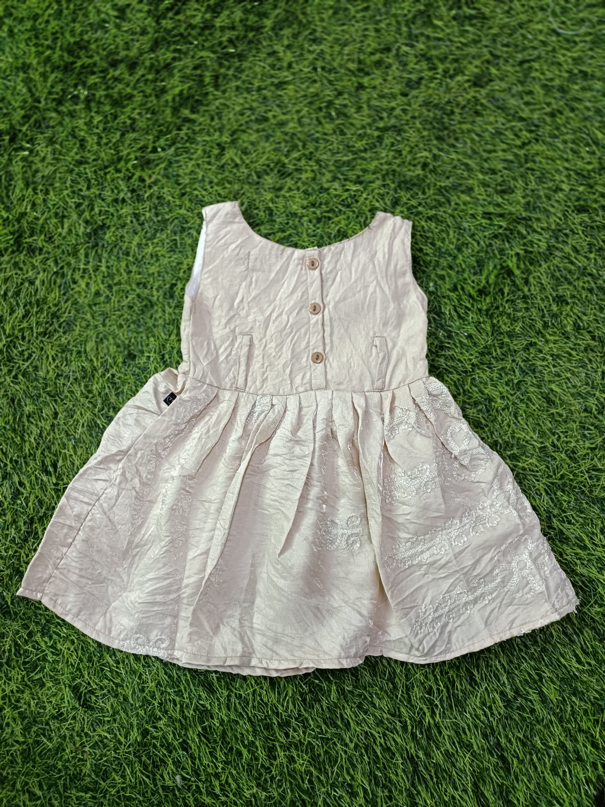 Girls’ Champagne Sleeveless Party Frock